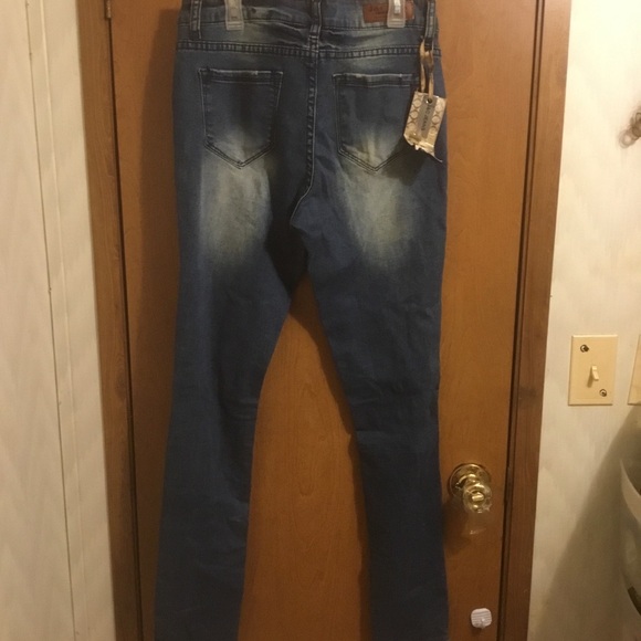 J&C Medium Wash High Waisted Destroyed Distressed Skinny Jeans 9 - Picture 11 of 12